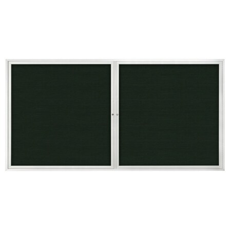 United Visual Products 72"x36" 3-Door Enclosed Outdoor Letterboard, Green Felt/Satin UV1163D-SATIN-GREEN